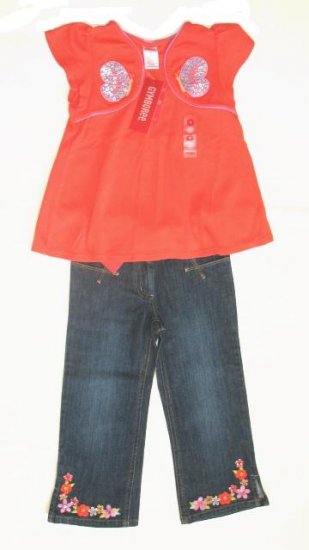 GYMBOREE Tea Garden Girls Shirt Top Jeans Set 8 NEW
