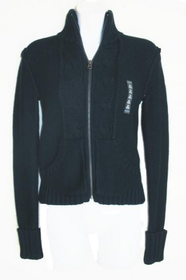 OLD NAVY Womens Blue Chunky Cable Knit Zip Sweater XS 0 2 NEW