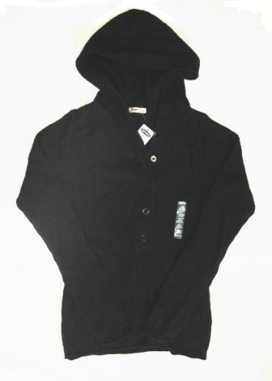 OLD NAVY Womens Black Angora Hoodie Sweater M 8 10 NEW