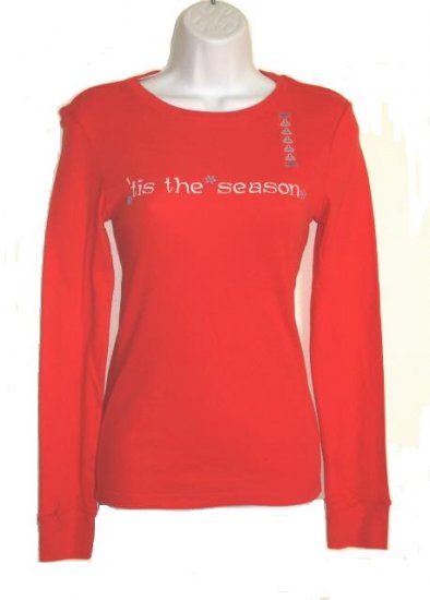 OLD NAVY Womens Orange Holiday LS Shirt Top S 4 6 NEW