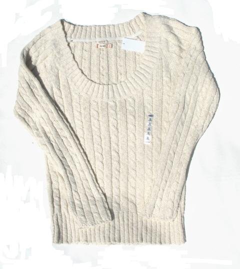 OLD NAVY Womens Cream Cable Knit Scoop Neck Sweater XL 16 18 NEW