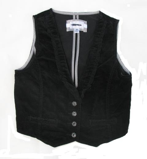 LIMITED TOO Girls Black Velvet Vest 14 NEW