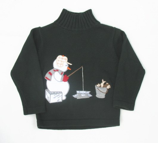 FROST Boys Green Winter Snowman Sweater 5 NEW