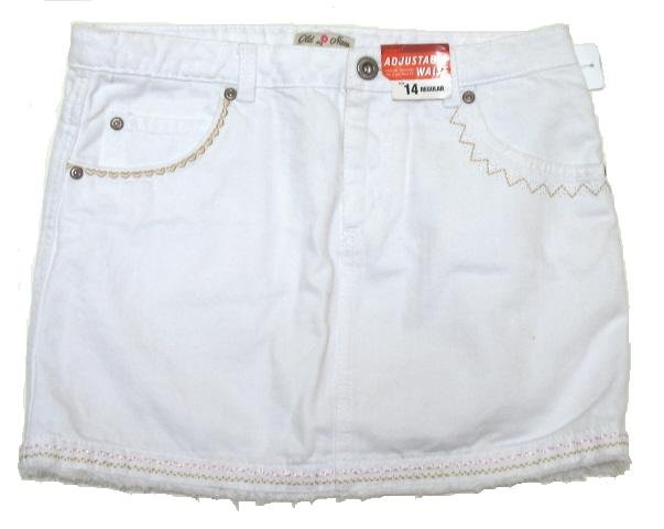 OLD NAVY Girls White Denim Mini Skirt 14 R NEW