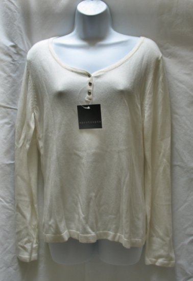 APOSTROPHE Womens Off White Henley Sweater M 10 12 NEW