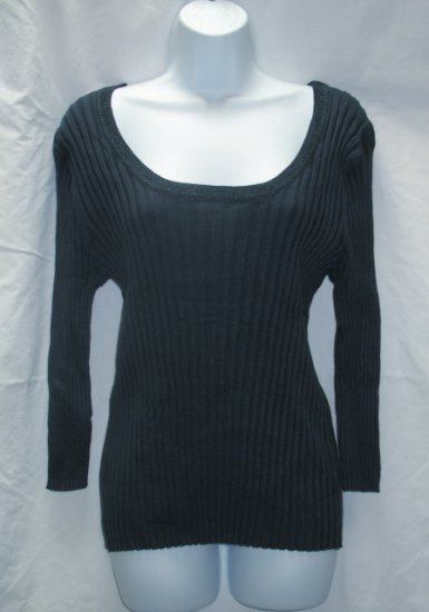 APOSTROPHE Womens Plus Blue Ribbed Scoop Neck Sweater XL 18 20 NEW