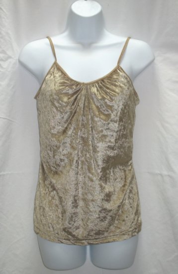 PERSONAL ID Juniors Gold Velour Cami Tank Top L 11 13 NEW