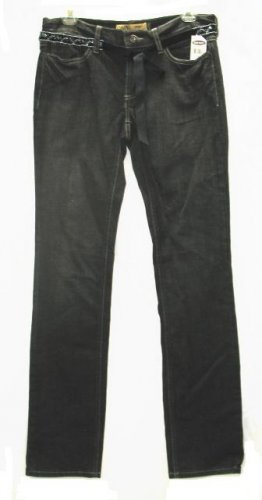 OLD NAVY Womens Black Stretch Denim Jeans Belt 6 Long NEW