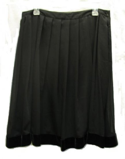 NICOLE MILLER Womens Black Pleated Velvet Trim Holiday Skirt 8 NEW