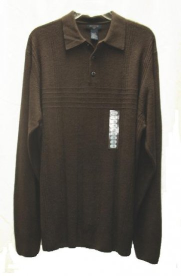 DOCKERS Mens Big Tall Brown LS Sweater L NEW