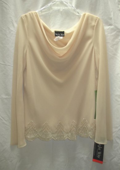 NIGHTWAY Separates Womens Cream Formal Top L 12 14 NEW