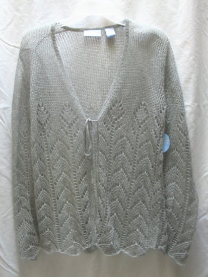SOON TO BE Gray Loose Knit Mohair Maternity Cardigan Sweater S 4 6 NEW