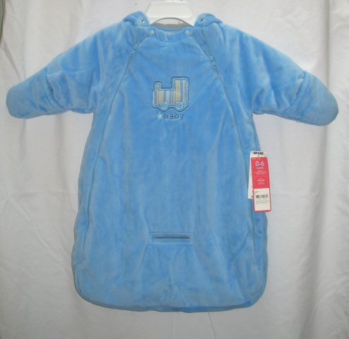 CARTERS Boys Blue Velour Snowsuit Bag 0 3 6 Mo NEW