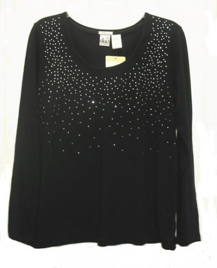 DUO Maternity Black Rhinestone Shirt Top M NEW