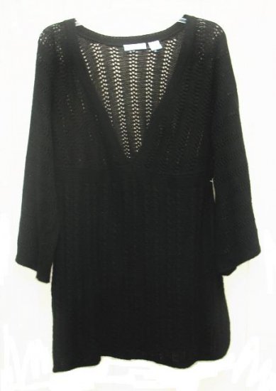 SOON TO BE Maternity Black Loose Knit Tunic Sweater L NEW