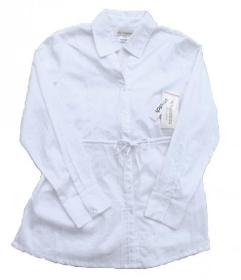 OH MAMMA Maternity White LS Button Front Dress Shirt M 10 12 NWT NEW