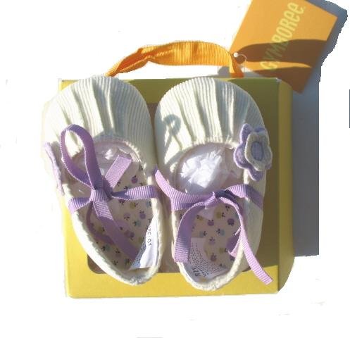GYMBOREE Fun In The Snow Girls Cream Cord Crib Shoes 01 0-3 Mo NWT NEW