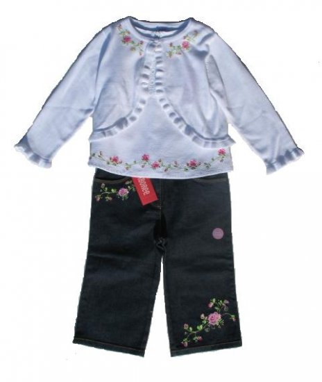 GYMBOREE Parisian Rose Girls Denim Jeans Top Sweater Set 3T NWT NEW