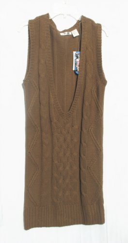 ENERGIE Juniors Womens Taupe Tunic Sweater Vest L 11 13 NWT NEW