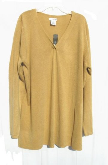 EAST 5TH Womens Tan V Neck Sweater 1X XL 16 18 NWT NEW