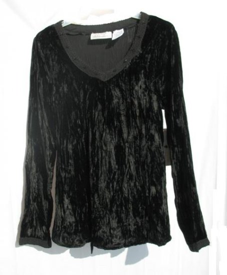 OH MAMMA Maternity Black Crinkle Velour Shirt Top M 8 10 NWT NEW