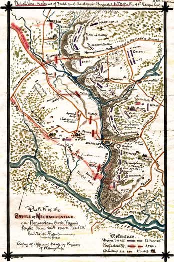 Battle Plan Of Beaver Dam Creek Or Mechanicsville Virginia 1862 Civil 