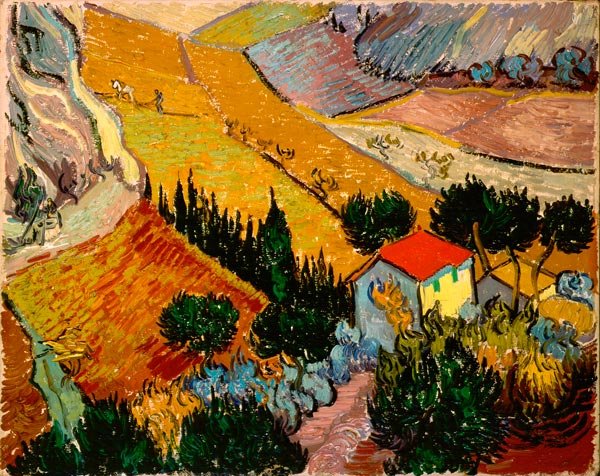 Landscape with House and Ploughman country farm canvas art print by Vincent van Gogh