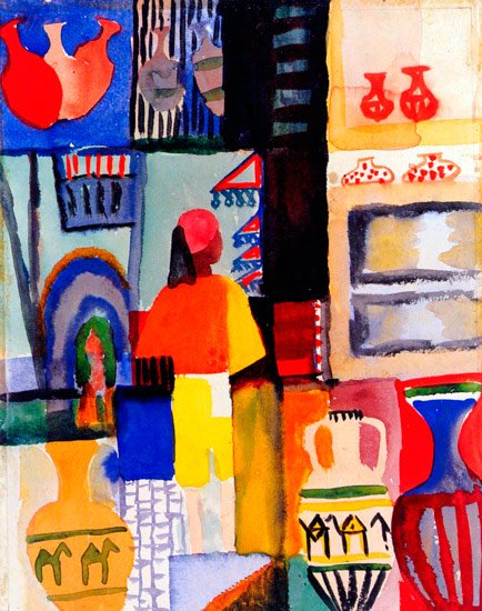 Dealer with Jugs woman canvas art print by Franz Marc