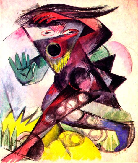 Figurine for Shakespeare's Storm canvas art print by Franz Marc