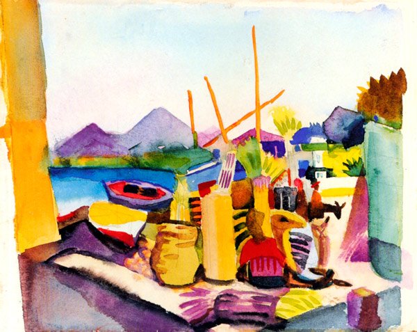 Landscape at Hammamet water river canvas art print by Franz Marc