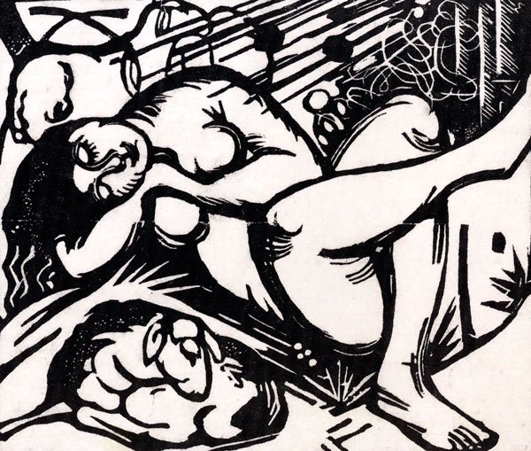 Sleeping Herdeswoman woman canvas art print by Franz Marc