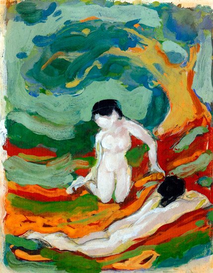 Two women under Trees canvas art print by Franz Marc