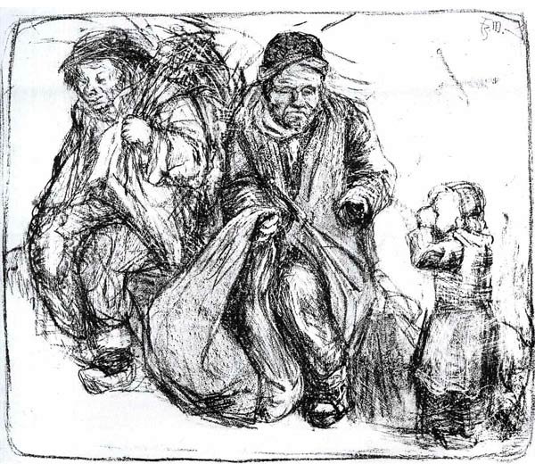 Breton beggars family woman man child canvas art print by Franz Marc