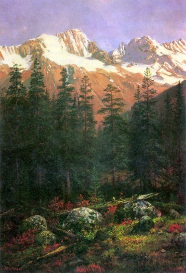 Canadian Rockies part of American cordillera landscape canvas art print by Albert Bierstadt