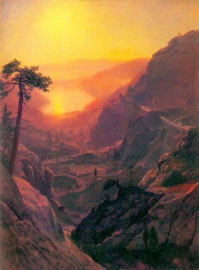 Donner Lake American West water landscape canvas art print by Albert Bierstadt