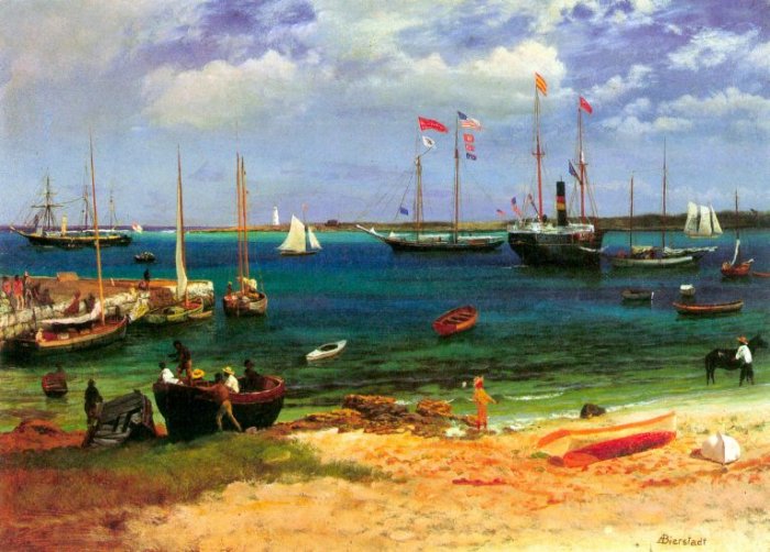 Nassau Port Commonwealth of the Bahamas seascape canvas art print by Bierstadt