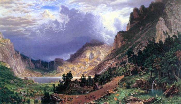 Storm in the Rockies Mt. Rosalie landscape canvas art print by Bierstadt