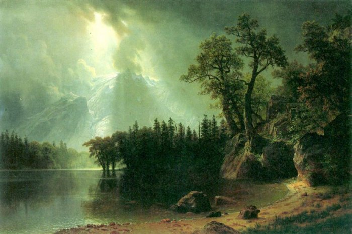 Storm Over the Sierra Nevada landscape canvas art print by Bierstadt