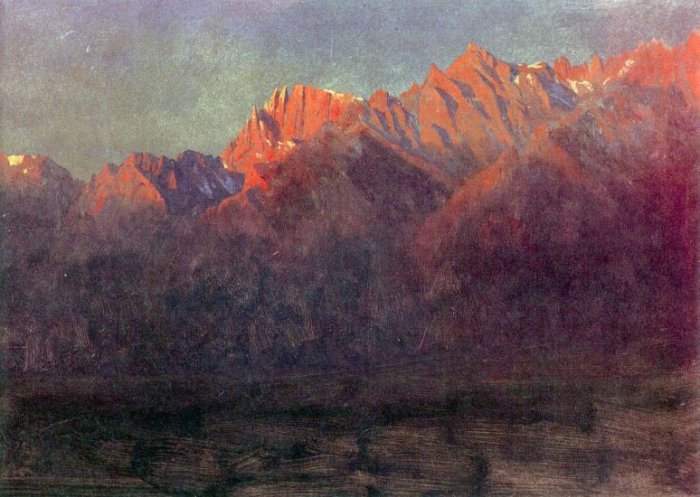 Sunrise in the Sierras landscape canvas art print by Bierstadt