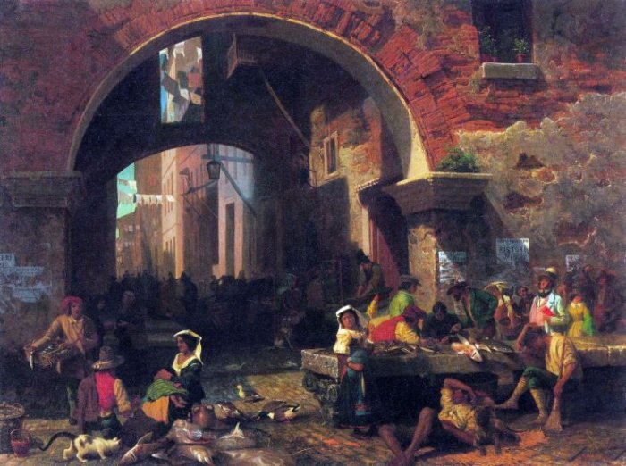 The Arc of Octavius Roman Fish Market canvas art print by Bierstadt