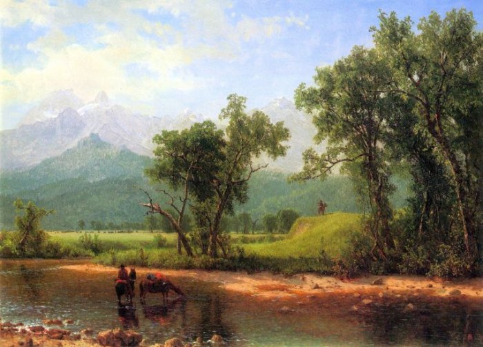 Wind River Mountains, landscape in Wyoming American canvas art print by Albert Bierstadt