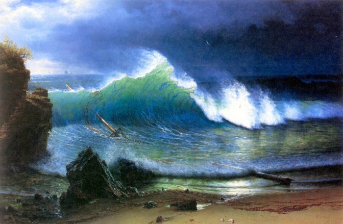 The Coast of the Turquoise Sea seascape canvas art print by Bierstadt