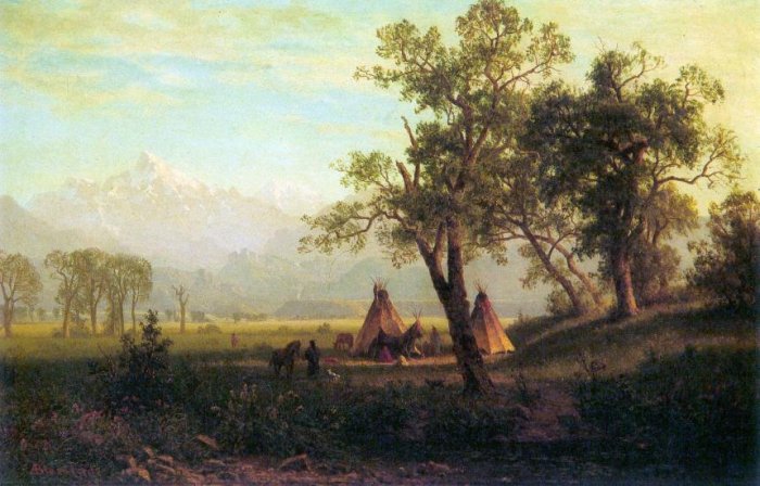 Wind River Mountains in Nebraska American canvas art print by Albert Bierstadt