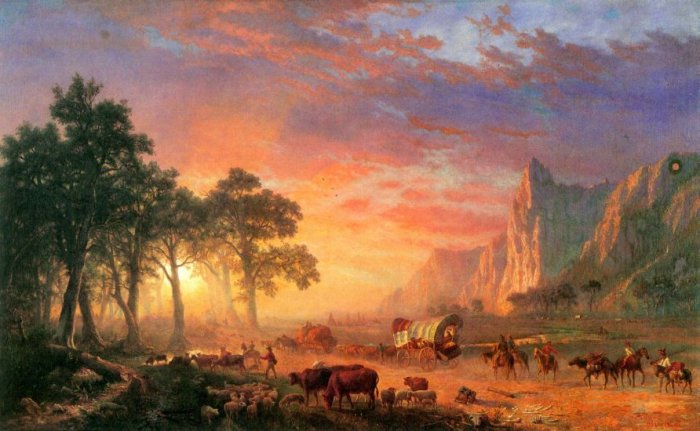 The Oregon Trail landscape canvas art print by Bierstadt
