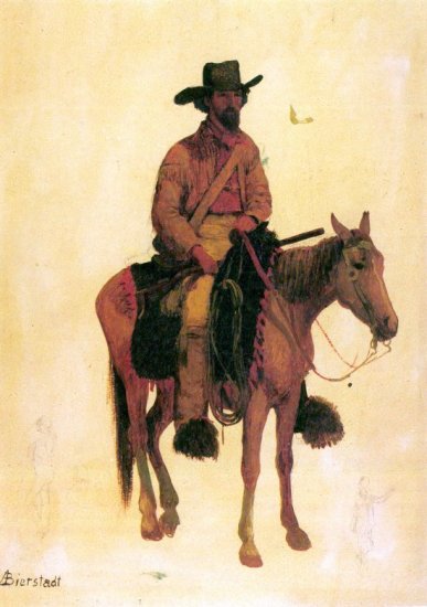 Trapper cowboy horse canvas art print by Bierstadt
