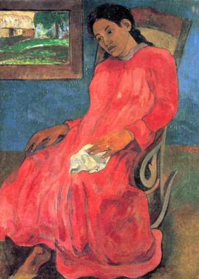 Woman in Red Dress canvas art print by Paul Gauguin