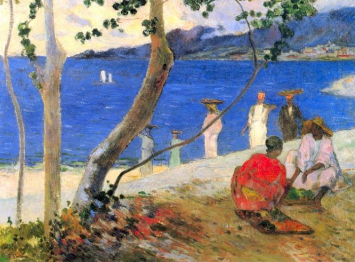 Beach Scene water landscape canvas art print by Paul Gauguin
