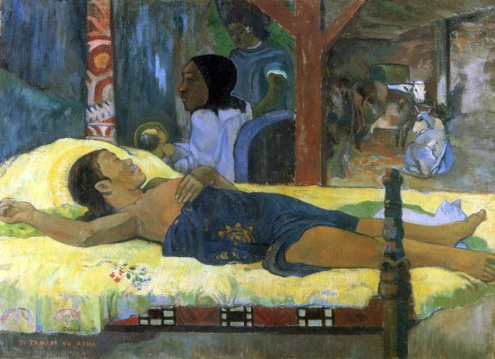 Birth of Jesus Son God Tetemari religious canvas art print by Gauguin