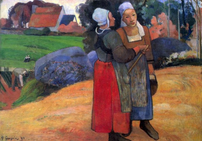 Breton Famers women canvas art print by Paul Gauguin