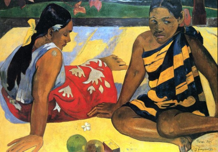 Two Women From Tahiti women canvas art print by Paul Gauguin